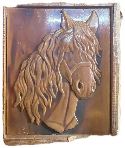 CNC Carved Horse Wall Decor - 3D Wood Engraving